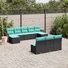 vidaXL Patio Sofa Set Black, Blue