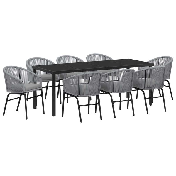 vidaXL Garden Dining Set 9 pcs Anthracite Powder-Coated Steel