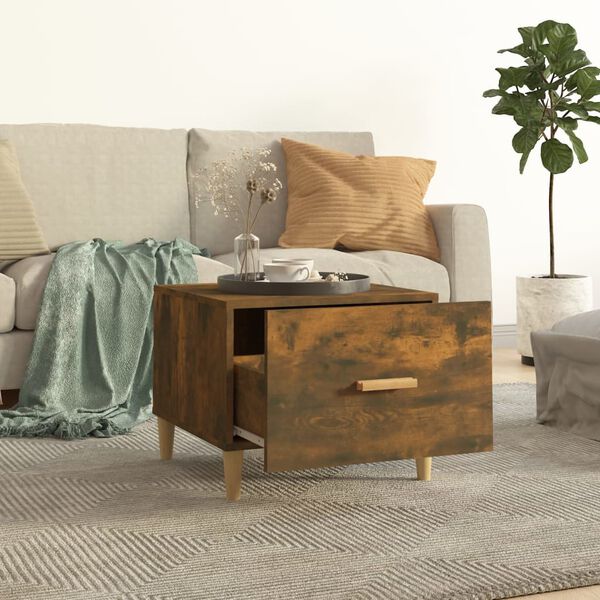 vidaXL Coffee Table Smoked Oak Engineered wood, Solid eucalyptus wood