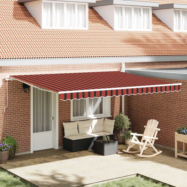 vidaXL Retractable Awning Manual Orange and Brown 177.17" x 118.11
