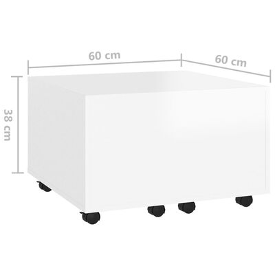 vidaXL Coffee Table High Gloss White 23.6"x23.6"x15" Engineered Wood