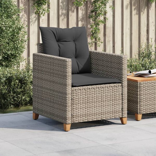 vidaXL Garden Chair Grey PE rattan Standard Removable Covers
