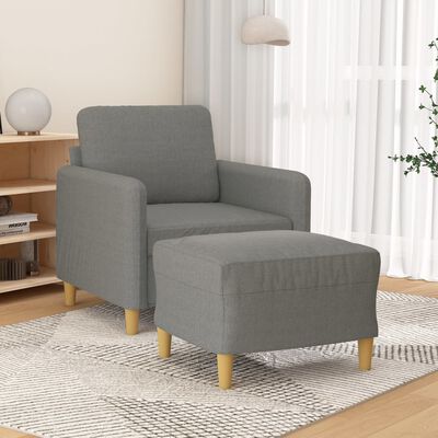 vidaXL Sofa Chair with Footstool Dark Gray 23.6" Fabric