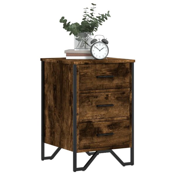 vidaXL Bedside Cabinet Smoked oak Engineered wood, metal