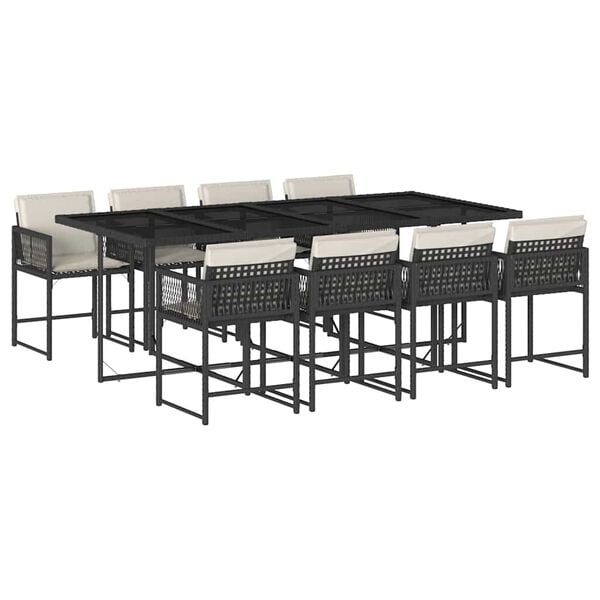 vidaXL Garden Dining Set Black, Cream white