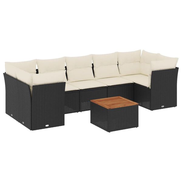 vidaXL Garden Sofa Set Black and Cream