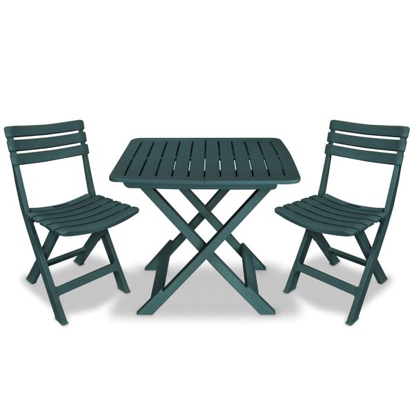 vidaXL Garden Furniture Set Green Plastic Small Foldable Bistro Set