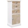 vidaXL Side Cabinet White and wood color Paulownia wood