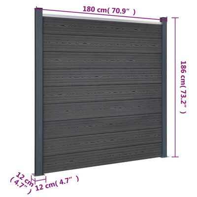vidaXL Fence Panel Set Gray 207.1"x73.2" WPC
