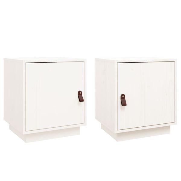 vidaXL Bedside Cabinet Set of 2 White Solid pine wood Medium