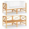 vidaXL 2-seater Garden Sofa Cream Teak wood, Polyester fabric Medium