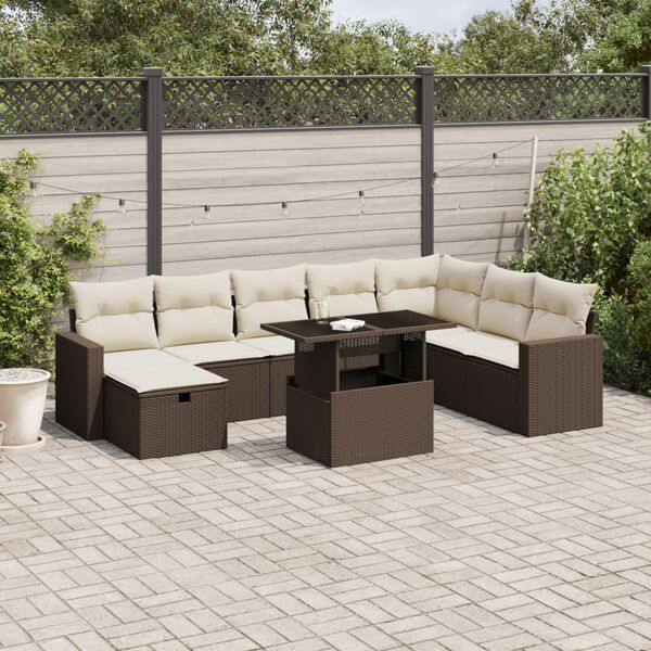 vidaXL Garden Sofa Set Brown