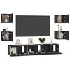 vidaXL TV Cabinet Black Engineered wood Medium Wall mounting