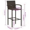 vidaXL Bar Stool Set of 2 Brown PE rattan, powder-coated steel Standard