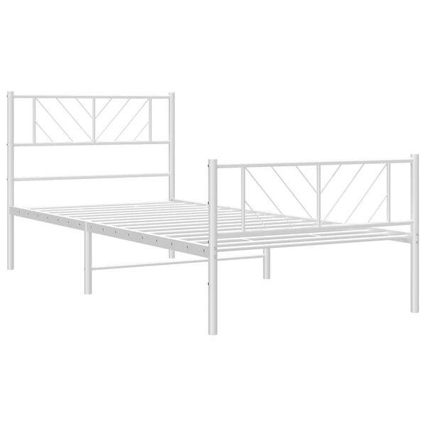 vidaXL Metal Bed Frame White Steel Twin Twin Bed Frame Rectangular