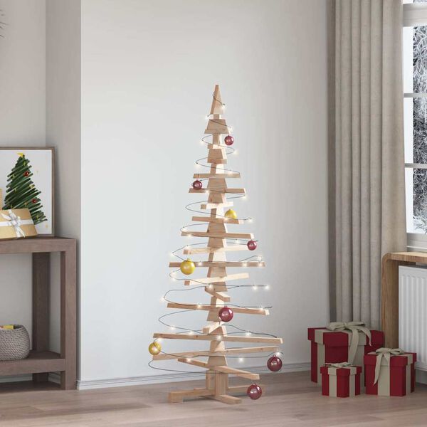 vidaXL Wooden Christmas Tree Natural Wood Solid Pine Wood 59.1 in