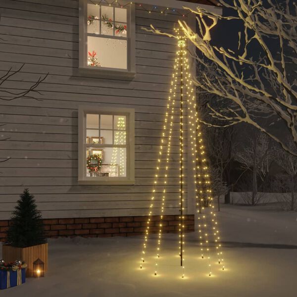 vidaXL Christmas Tree With Spike Warm white Powder-coated steel, copper, PVC