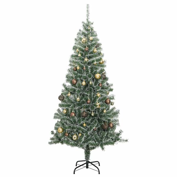 vidaXL Artificial Christmas Tree 300 LEDs&Ball Set&Flocked Snow 82.7"