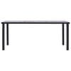 vidaXL Dining Table Black and Concrete Gray MDF and Metal 78.7 x 39.4 in