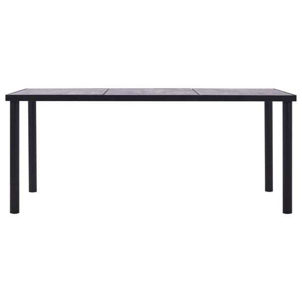 vidaXL Dining Table Black and Concrete Gray MDF and Metal 78.7 x 39.4 in