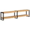 vidaXL TV Cabinet Natural wood grain and black metal Solid mango wood, Metal