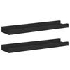 vidaXL Frame Ledge Shelf Set of 2 Black MDF 15.7 x 3.5 x 1.2 in