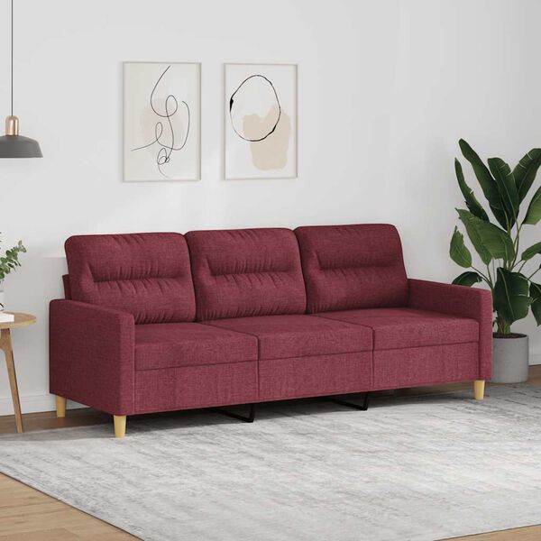vidaXL 3-seater Sofa Wine Red Fabric (100% polyester), metal, textilene