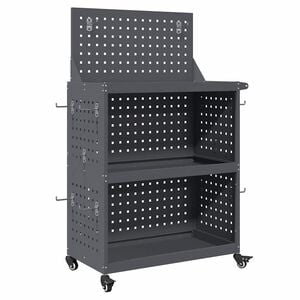 vidaXL Tool Trolley with Shelf Anthracite 25.59 x 13.78 x 43.70 in