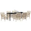 vidaXL Garden Dining Set with Cushion 7 pcs Beige Poly Rattan