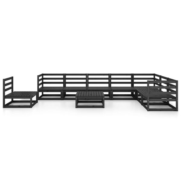vidaXL Garden Lounge Set Black Solid pinewood Large Modular