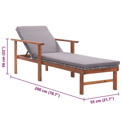 Side view with dimensions: 200 cm long, 56 cm wide, 55 cm high, purple-tinted numbers