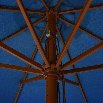 vidaXL Outdoor Parasol with Wooden Pole 129.9" Azure