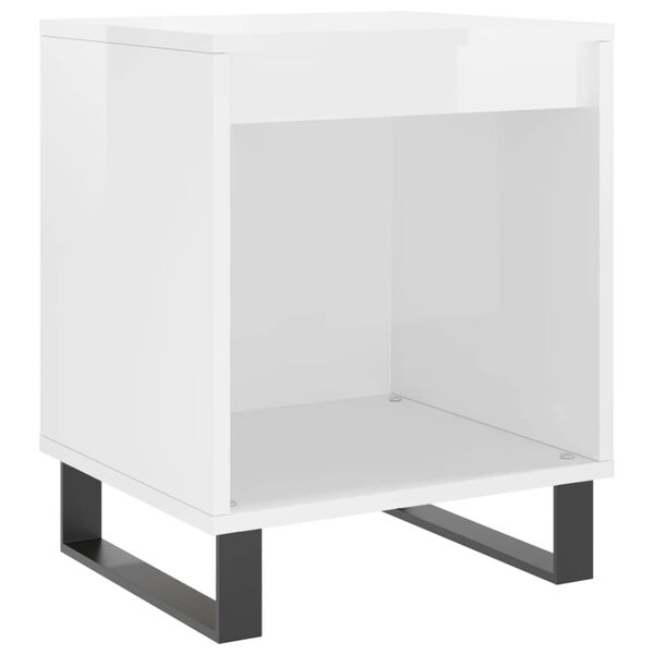vidaXL Bedside Cabinet Set of 2 High gloss white Engineered wood, Metal
