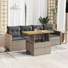 vidaXL Patio Sofa Set Grey Poly Rattan 5 Piece Set Modular