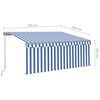 vidaXL Retractable Awning Blue and White Powder-coated aluminum, Polyester