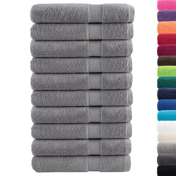 vidaXL Towel Set of 10 Grey 100% Cotton XXL Bath Towel Rectangular