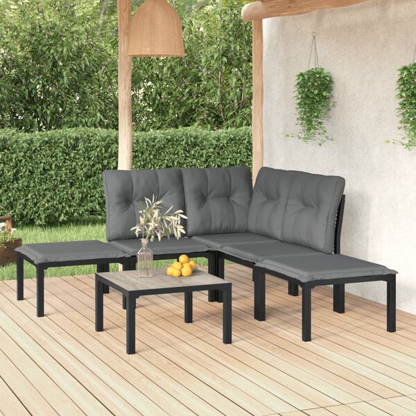 vidaXL Garden Lounge Set Black, Grey