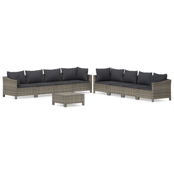 vidaXL Garden Lounge Set Grey PE rattan Large Modular