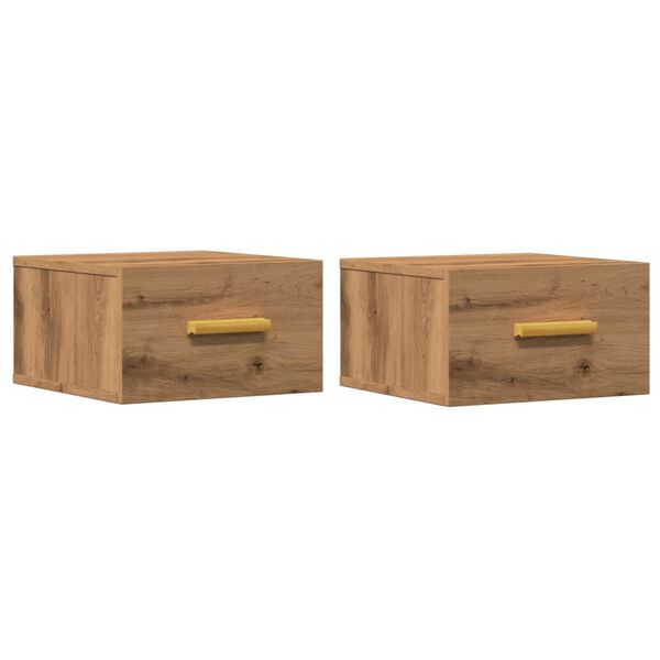vidaXL Wall-mounted Bedside Cabinet Set of 2 Artisan oak Engineered wood