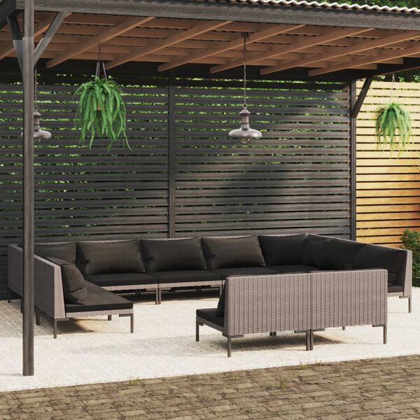 vidaXL Garden Lounge Set Dark grey, Black