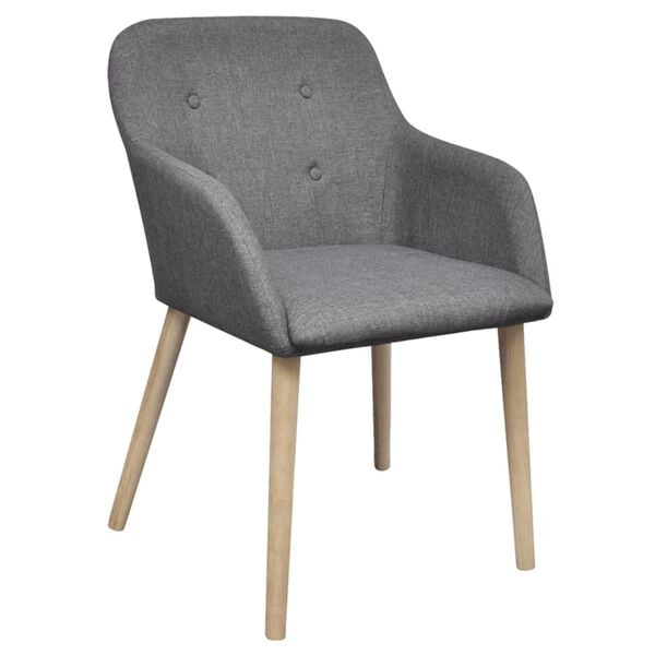vidaXL Dining Chair Set of 4 Dark Grey Polyester and Oak Medium