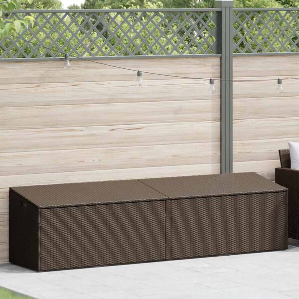 vidaXL Garden Storage Box Brown PE rattan 86.6 in x 19.7 in x 22.8 in