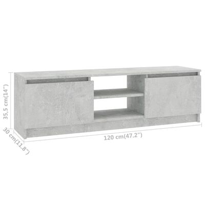 vidaXL TV Cabinet Concrete Gray 47.2"x11.8"x14" Engineered Wood