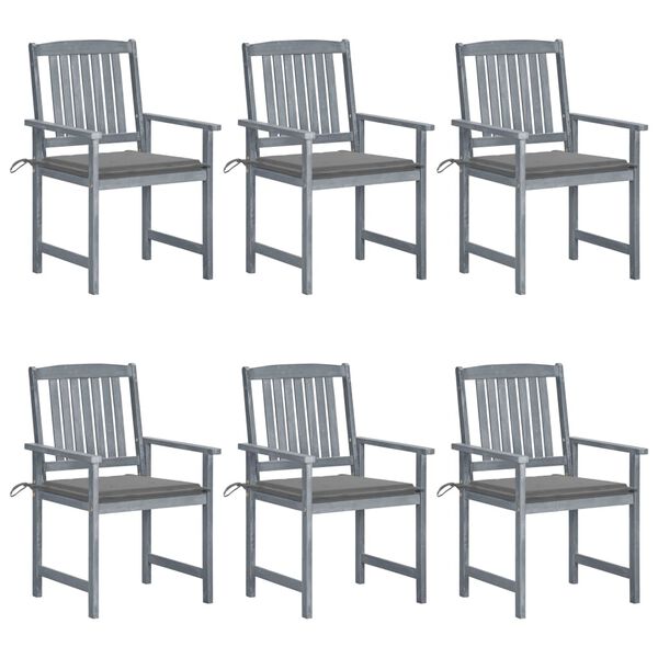 vidaXL Garden Chair Set of 6 Grey Solid Acacia wood Medium Durable