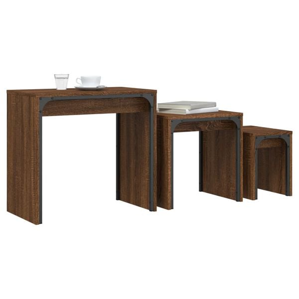 vidaXL Nesting Coffee Table Brown Oak Engineered wood