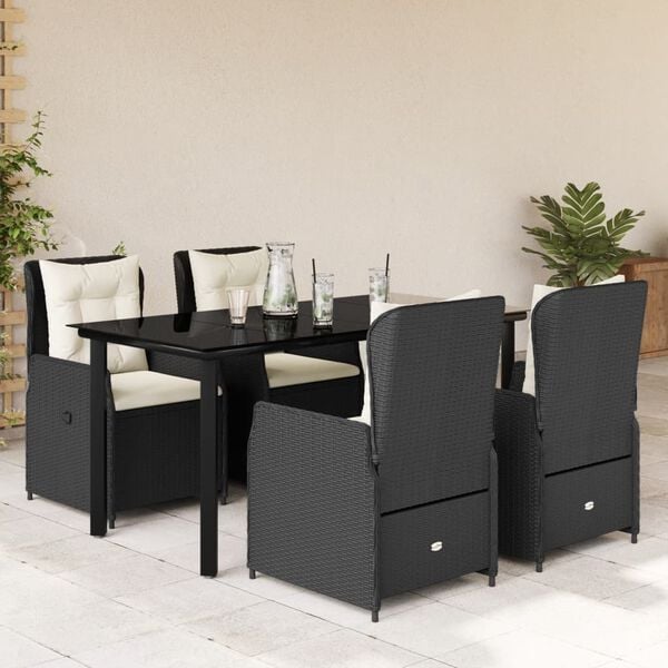 vidaXL Garden Dining Set Black, Cream White