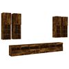 vidaXL 7 Piece TV Wall Stand Set with LED Lights Smoked Oak