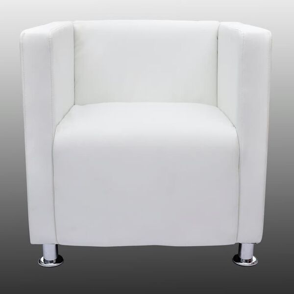 vidaXL Armchair White Faux leather, solid wood, plywood Compact