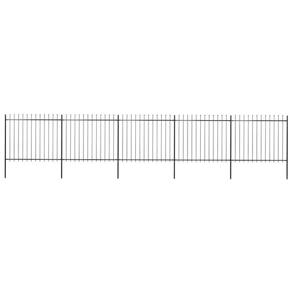 vidaXL Garden Fence with Spear Top Steel 351.3"x59.1" Black