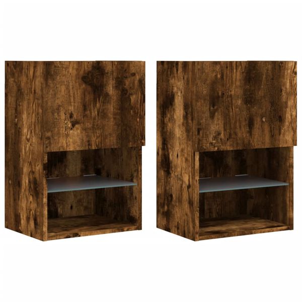 vidaXL TV Cabinet Set of 2 Smoked Oak Engineered Wood, Glass